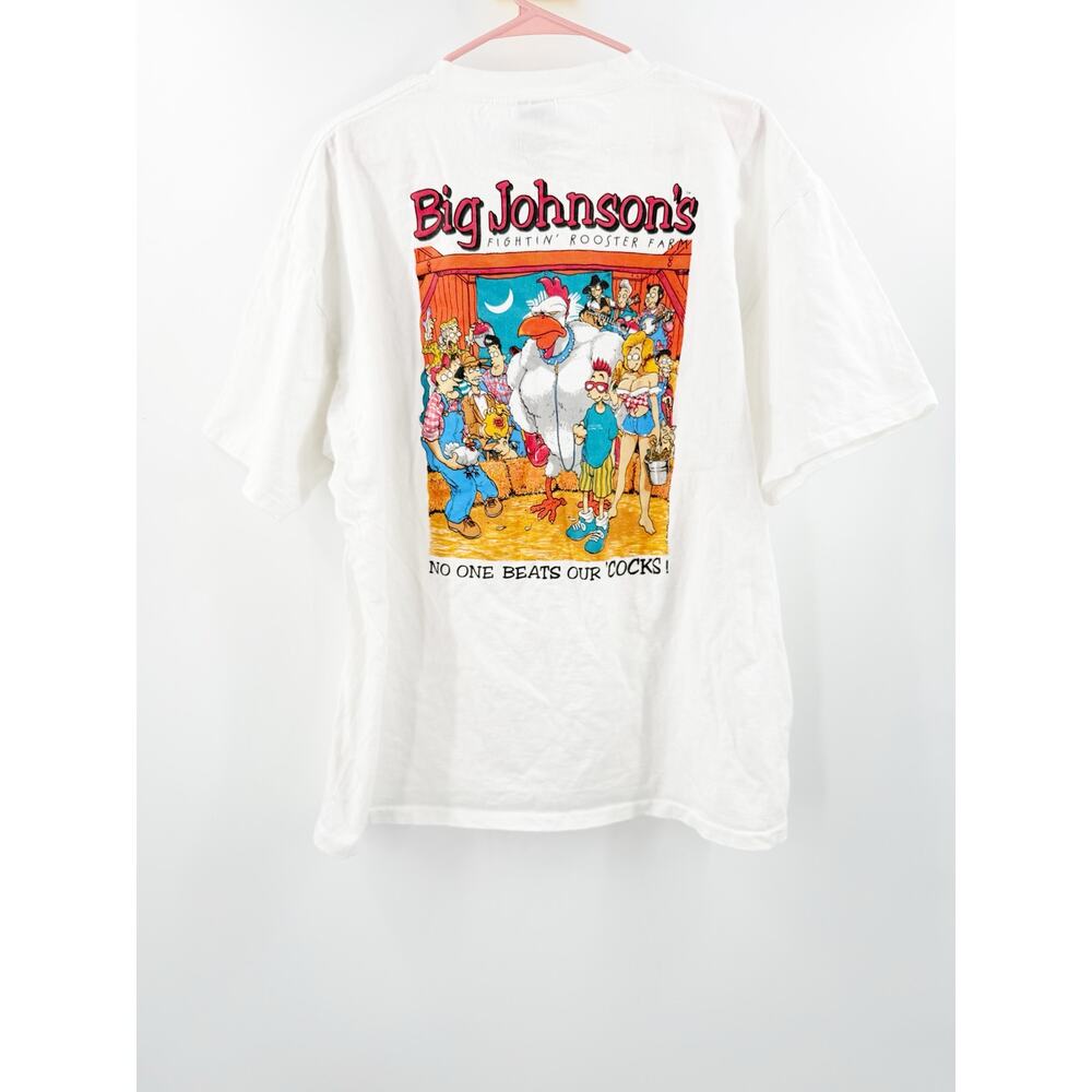 Big Johnson T-Shirt Men's Size XL Vintage 90s Fightin' Rooster Farm 90s Cotton